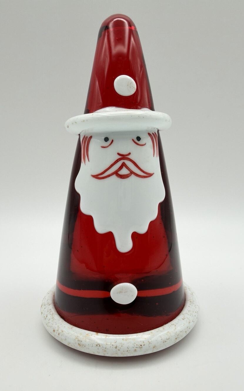 Murano Art Glass Cone Shaped Gnome Santa Claus Christmas Paperweight Figurine 6”